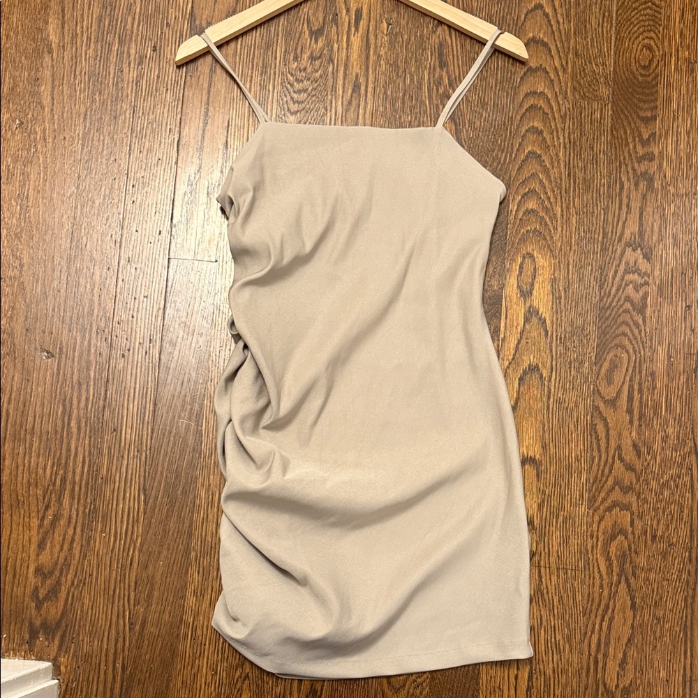 Beige Spaghetti Strap Dress